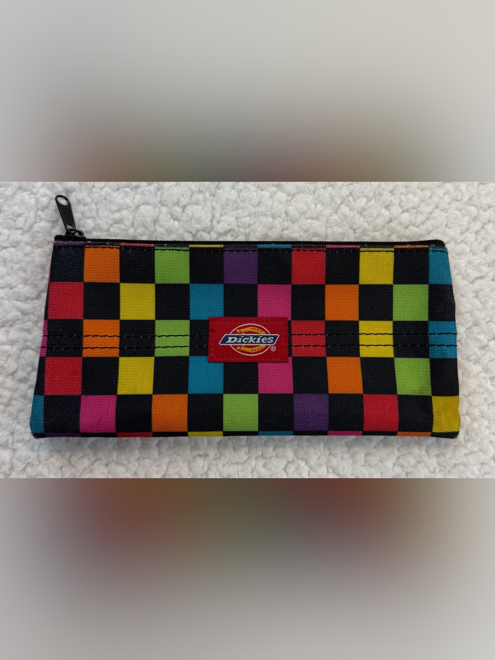 DICKIES • Rainbow Checkered Zip Pencil Pouch, OS - Picture 7 of 7